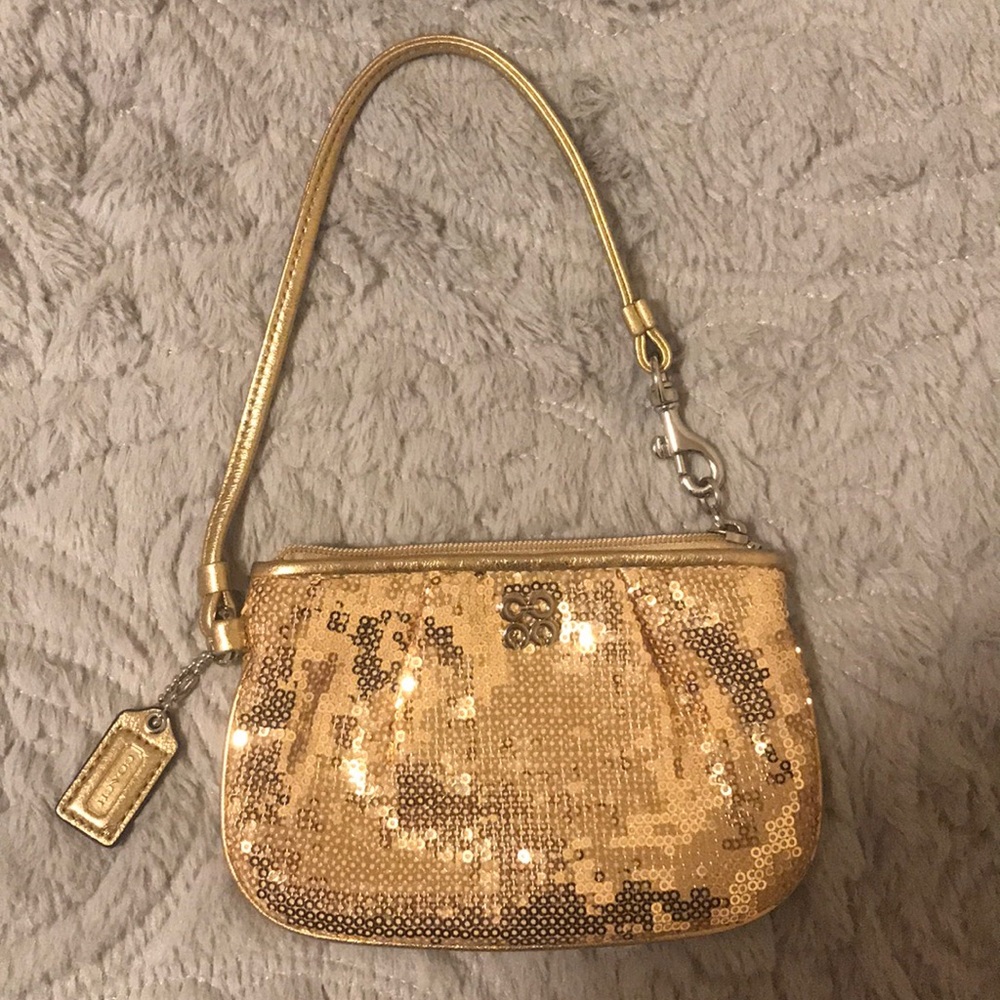 Coach Gold Sequined Wristlet